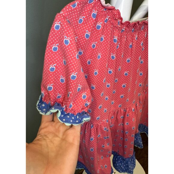 Matilda Jane Jennifer Blue Friends Forever Peasant Top | Pink & Blue Apples | 6 - Picture 5 of 6